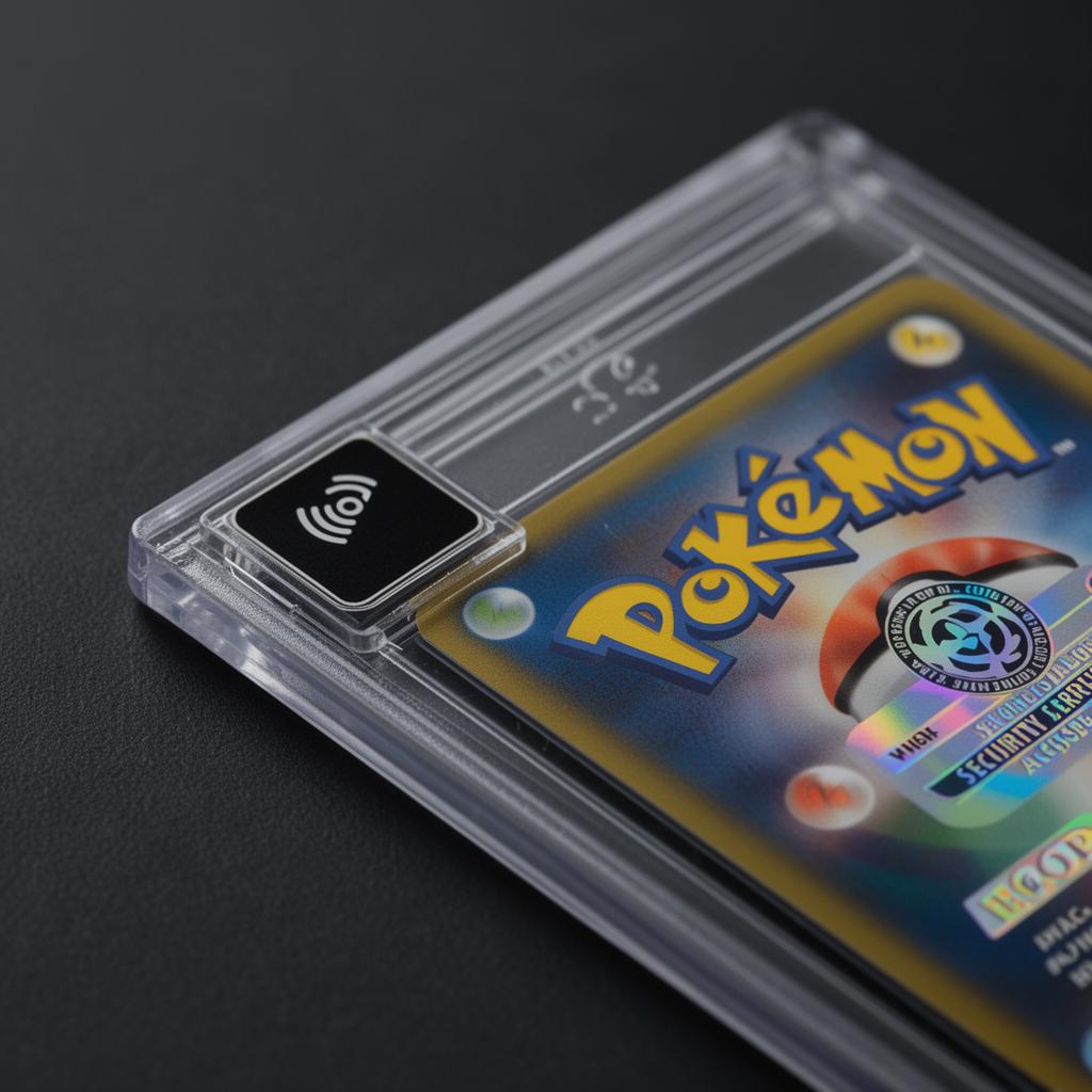 Pokemonkort i slab med NFC-chip i hörnet